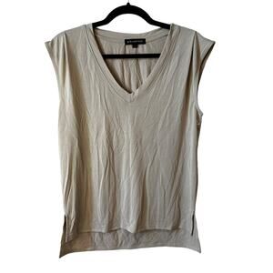 Gibsonlook New Womens Modal Blend V Neck Cap Sleeve Top Tan Small Casual Neutral